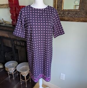 Banana Republic Factory 8 Purple Shift Short Dress Geometric Floral Print 160